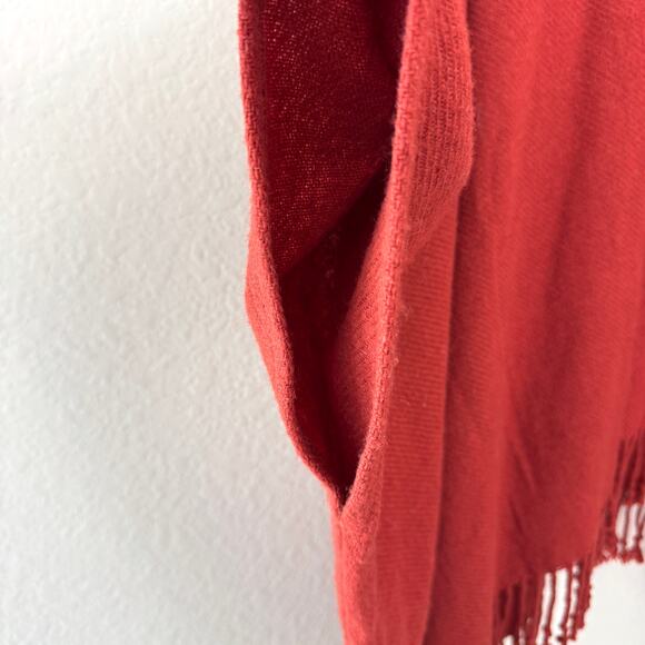 Talbots Womens Cardigan Wrap Shawl One Size Fringe Wool Blend Rust Orange - Picture 4 of 6